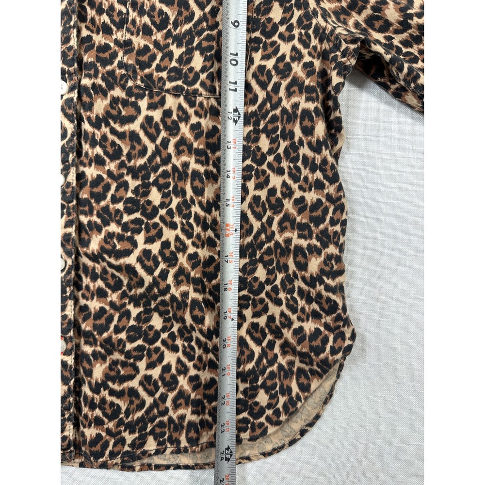 Aerie Womens Leopard Print Button Down Shirt Long Sleeve Brown XS - Picture 8 of 8
